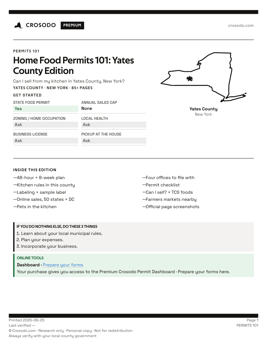 Permit Guide 101 cover for Yates County