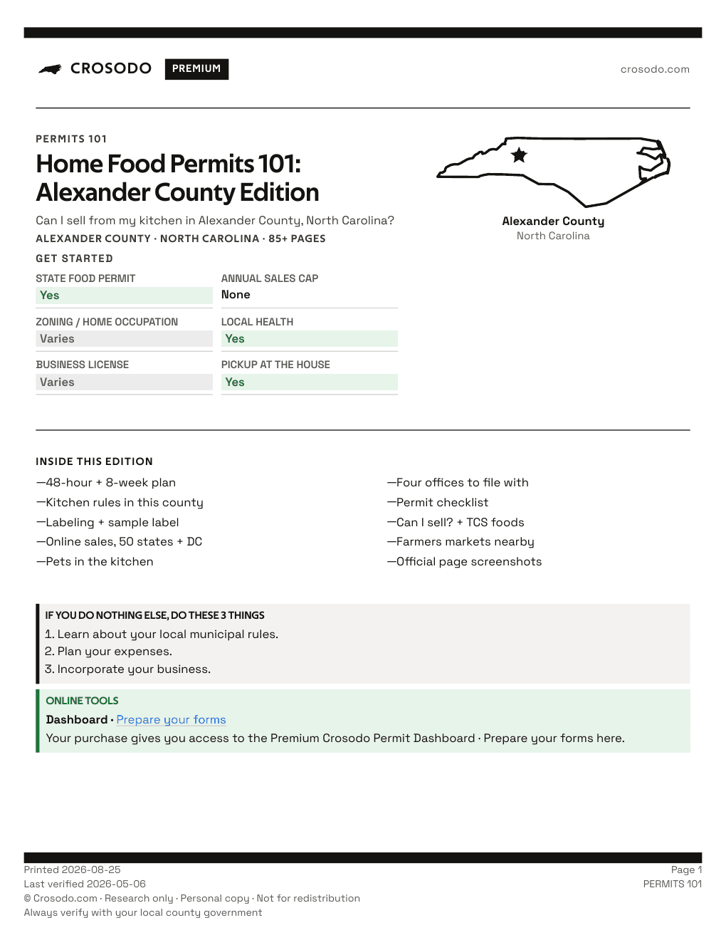 Permit Guide 101 cover for Alexander County
