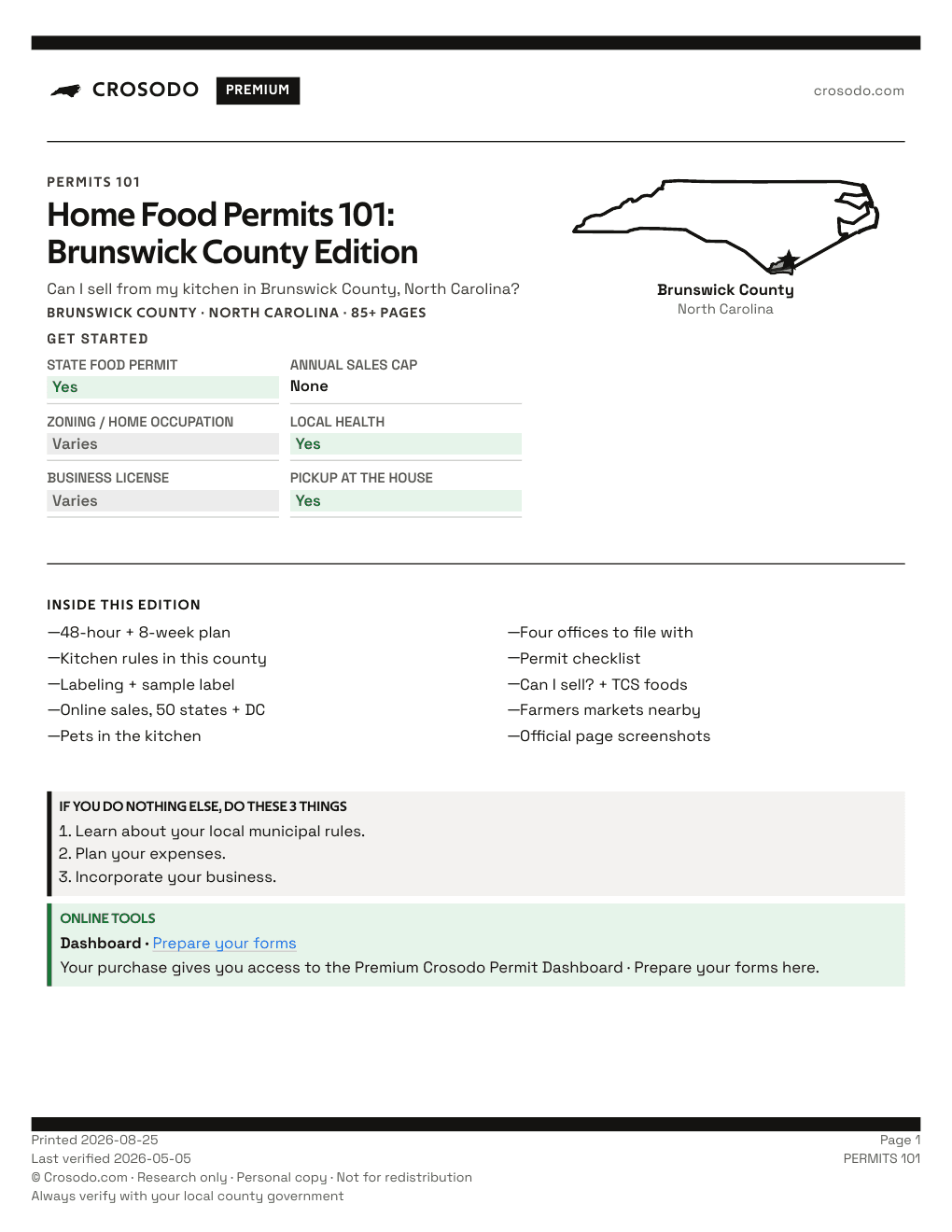 Permit Guide 101 cover for Brunswick County