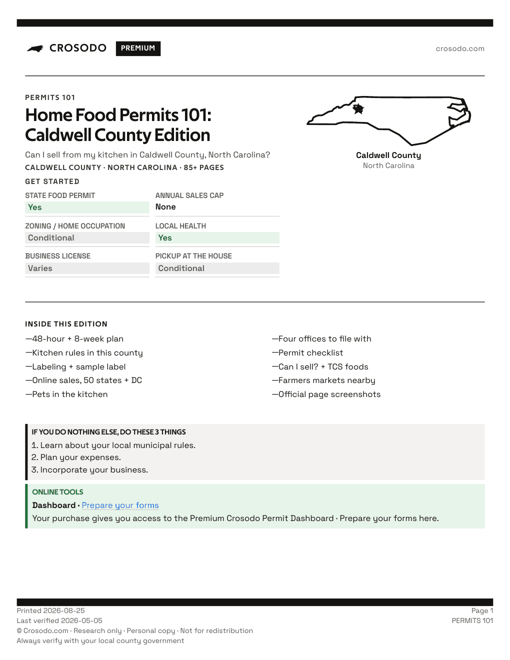 Permit Guide 101 cover for Caldwell County