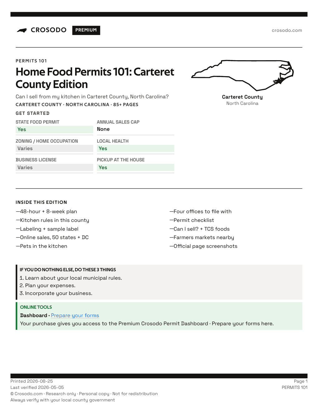 Permit Guide 101 cover for Carteret County