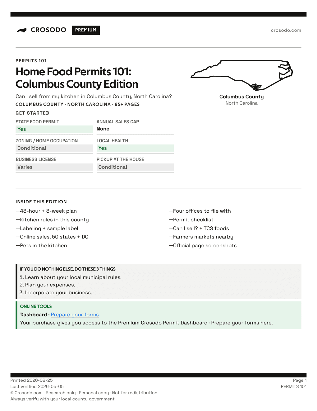 Permit Guide 101 cover for Columbus County