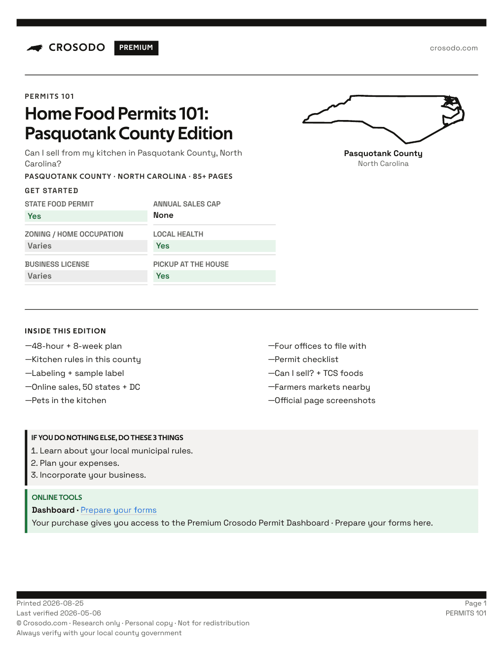 Permit Guide 101 cover for Pasquotank County
