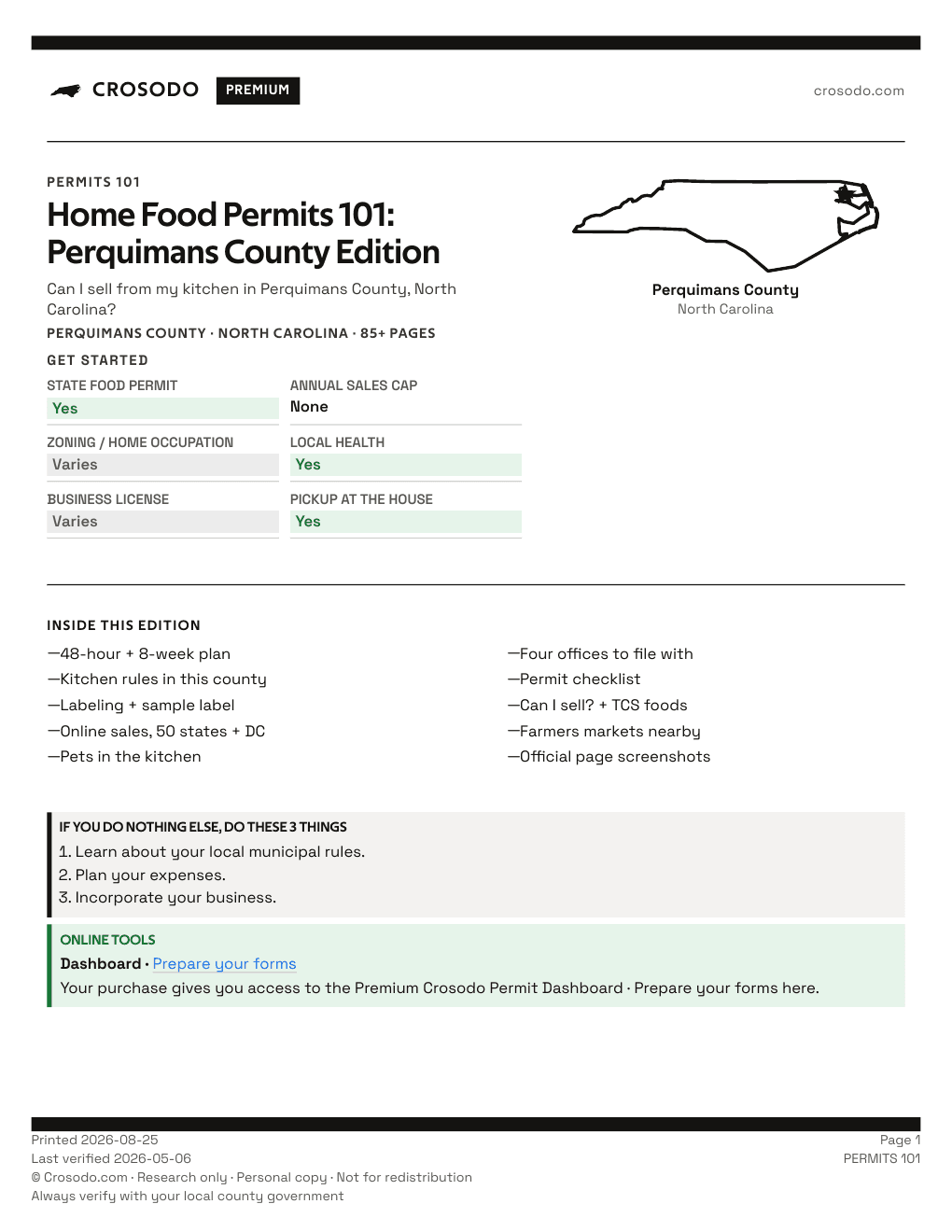 Permit Guide 101 cover for Perquimans County