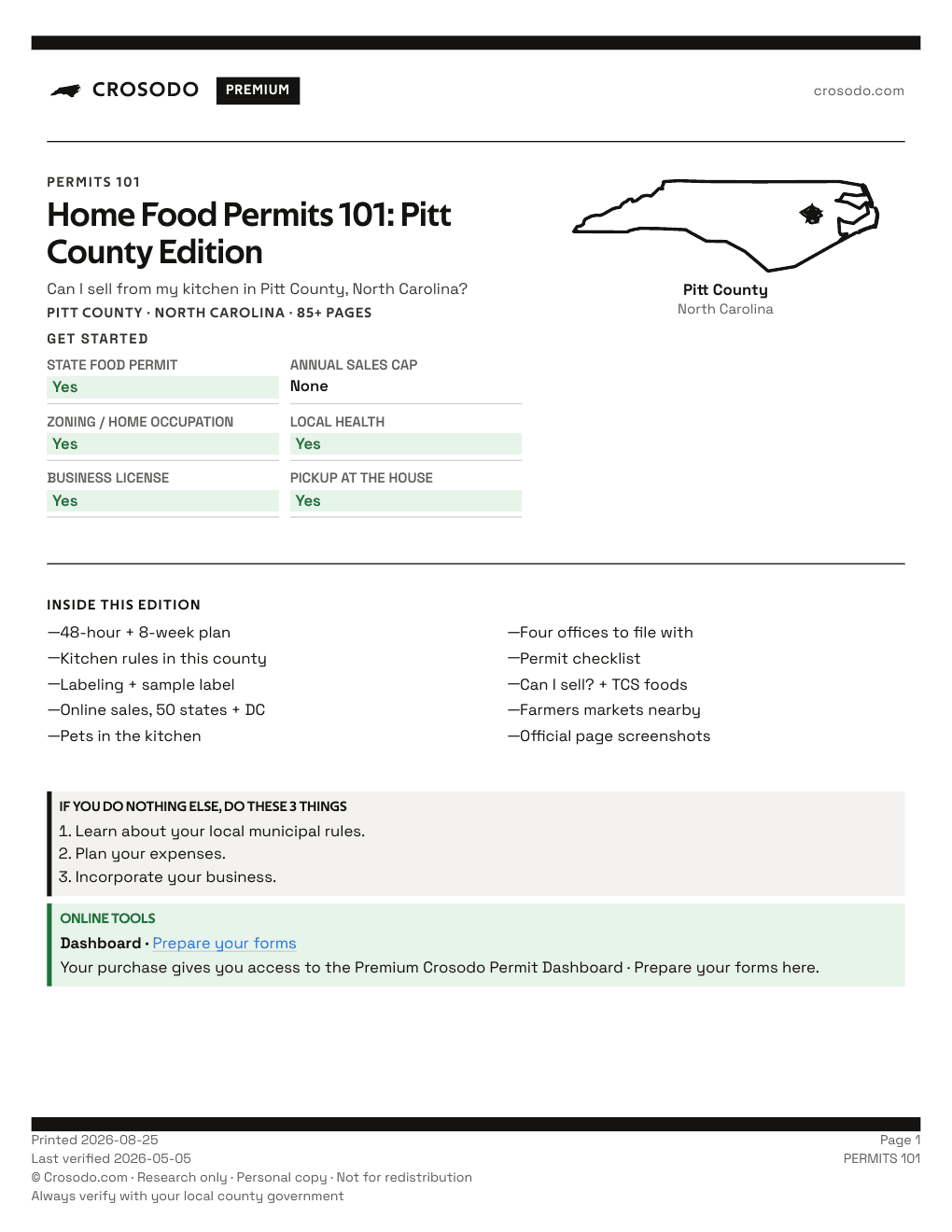 Permit Guide 101 cover for Pitt County