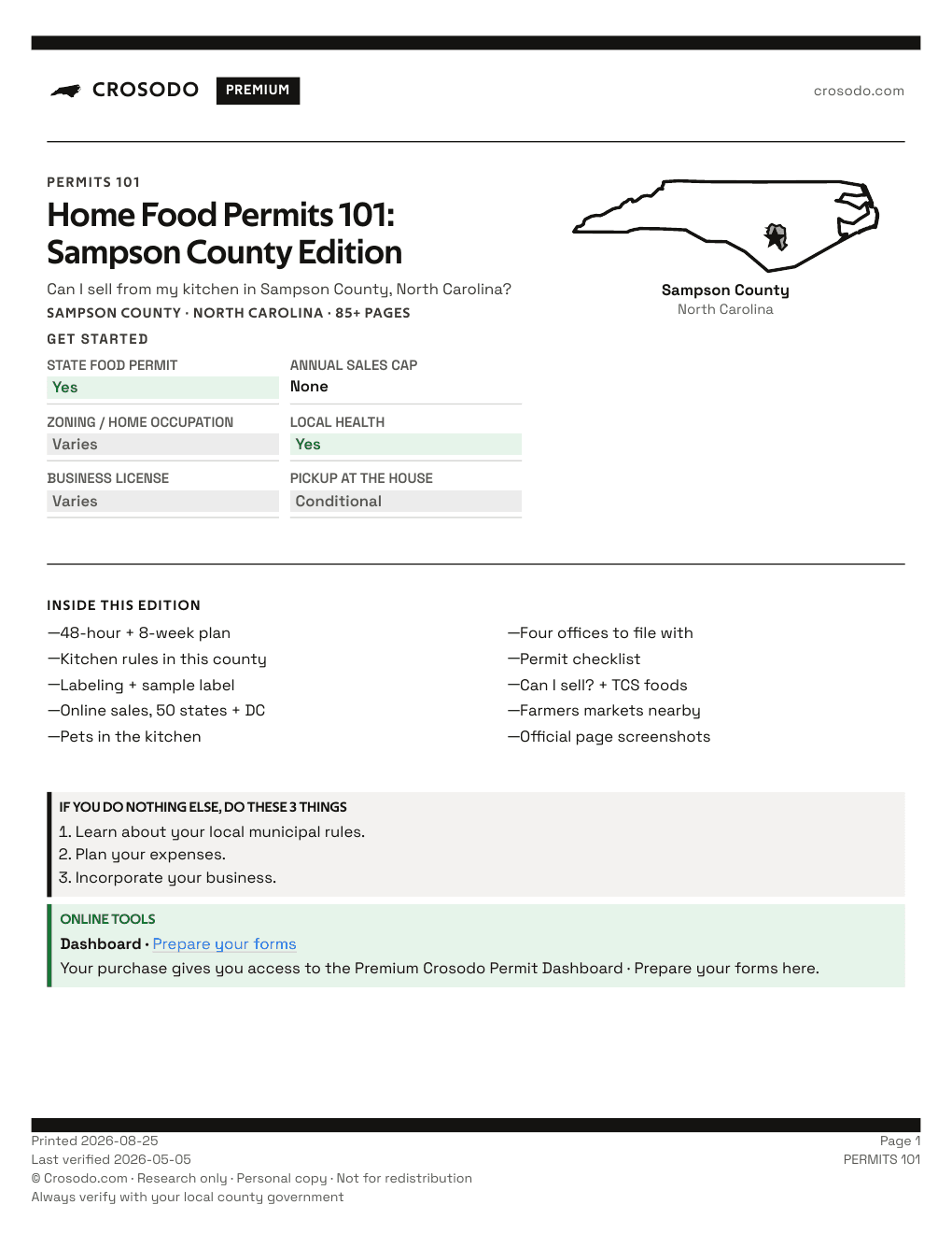 Permit Guide 101 cover for Sampson County