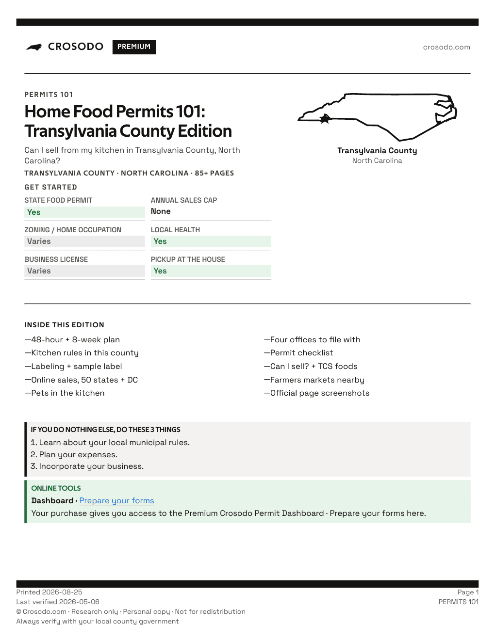 Permit Guide 101 cover for Transylvania County