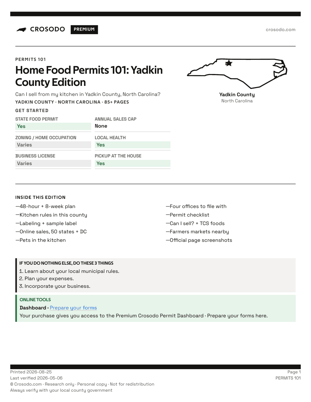 Permit Guide 101 cover for Yadkin County
