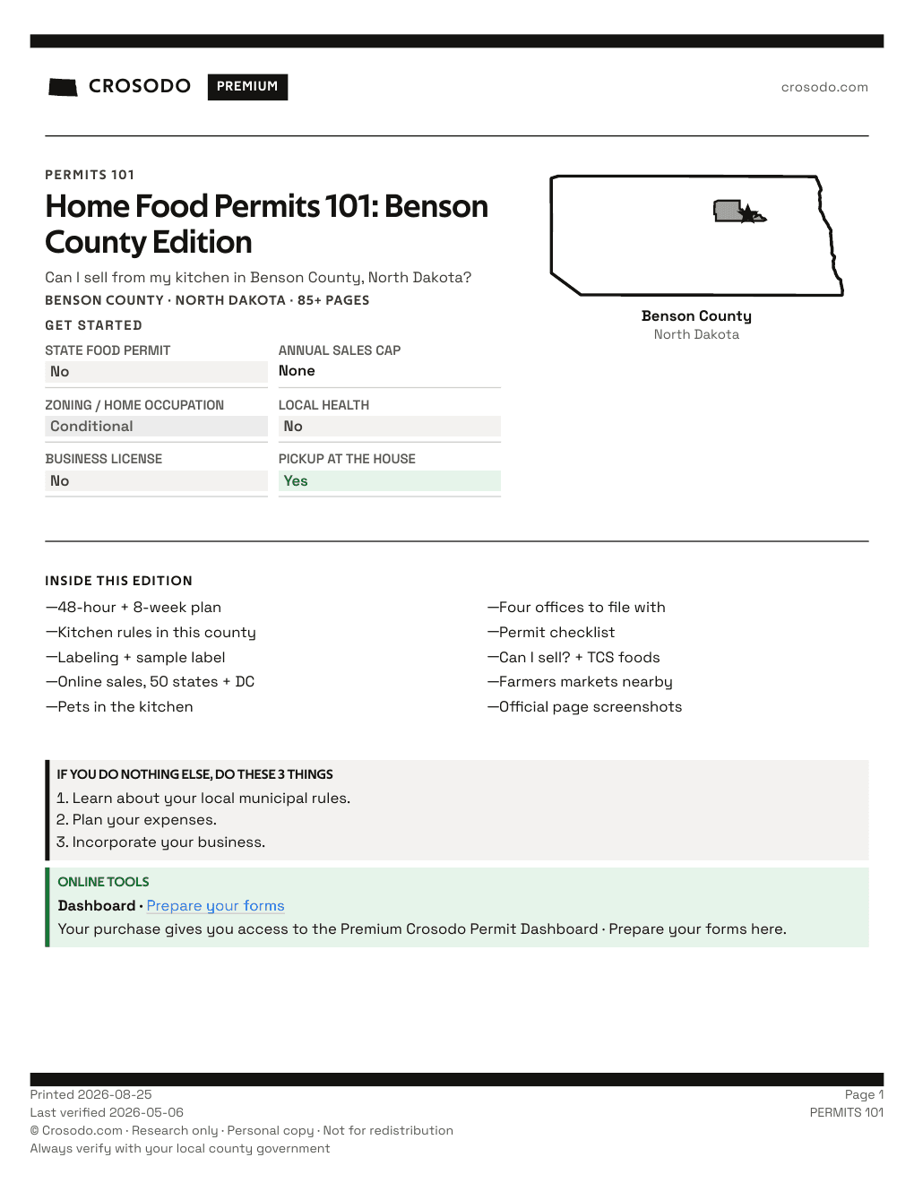 Permit Guide 101 cover for Benson County