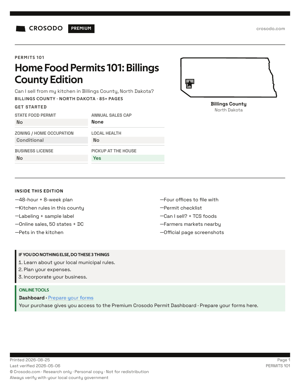 Permit Guide 101 cover for Billings County