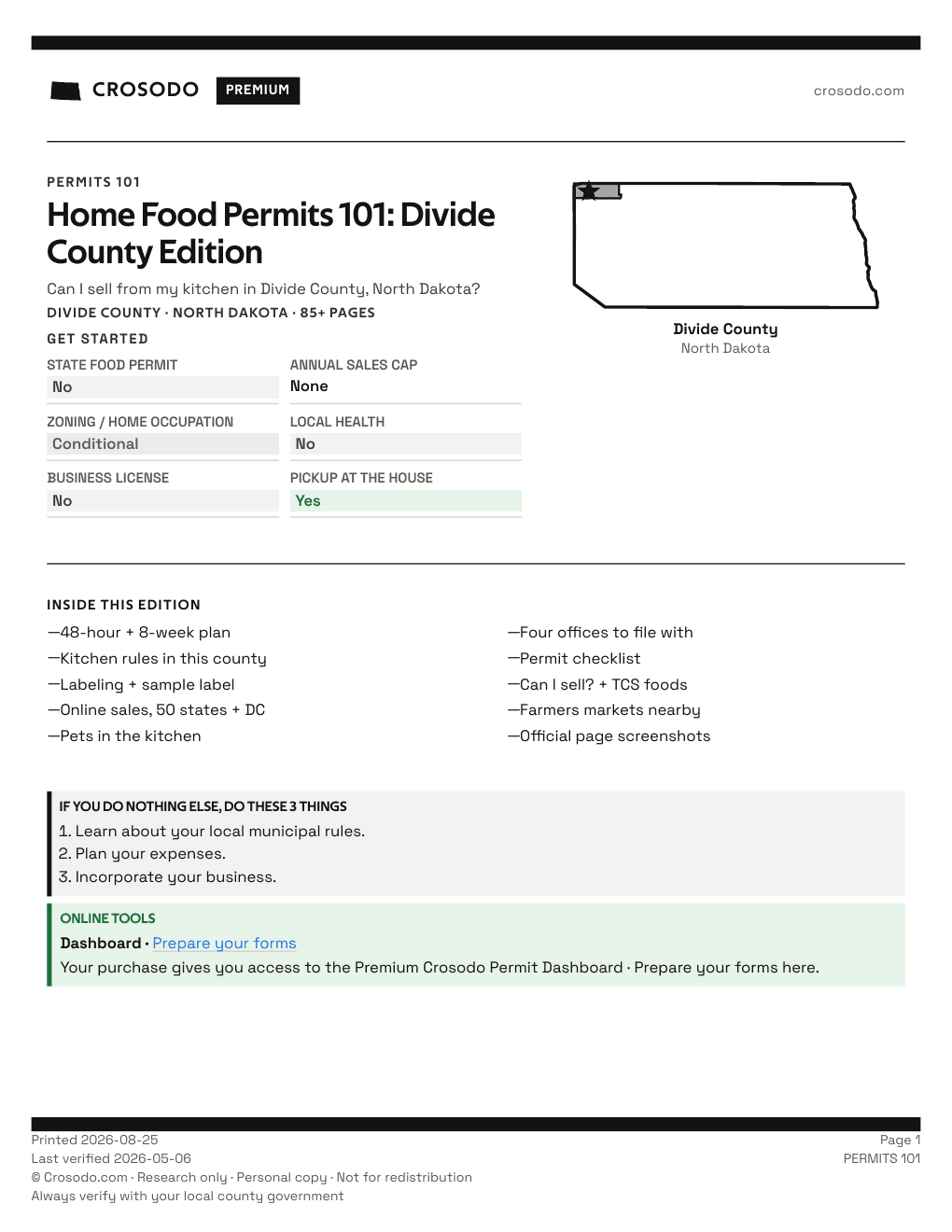Permit Guide 101 cover for Divide County