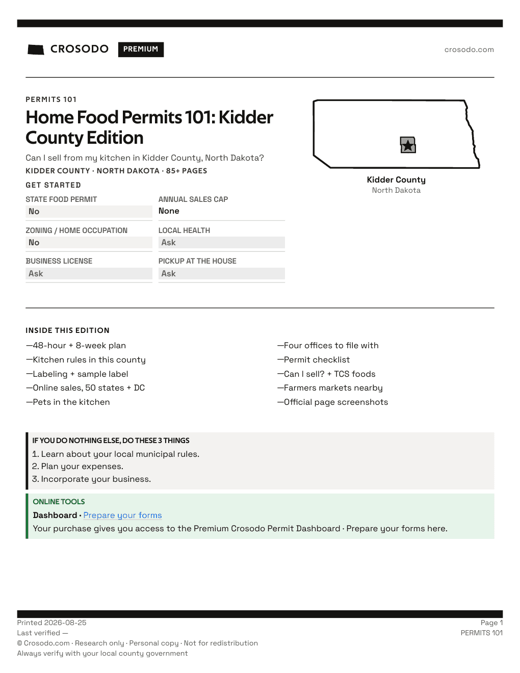 Permit Guide 101 cover for Kidder County