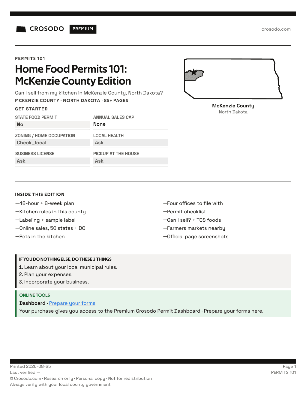 Permit Guide 101 cover for McKenzie County