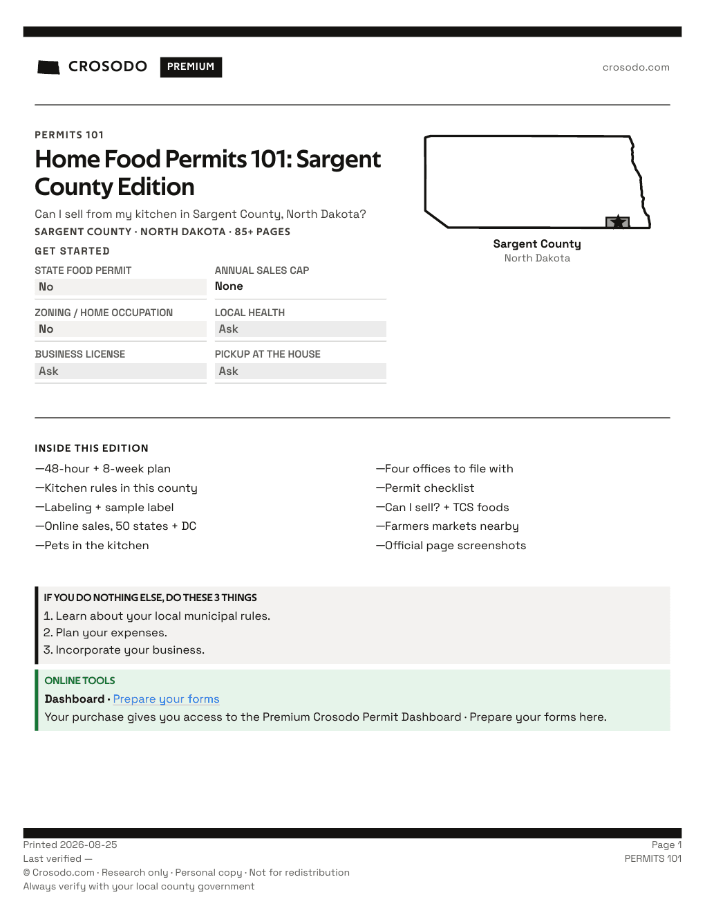 Permit Guide 101 cover for Sargent County