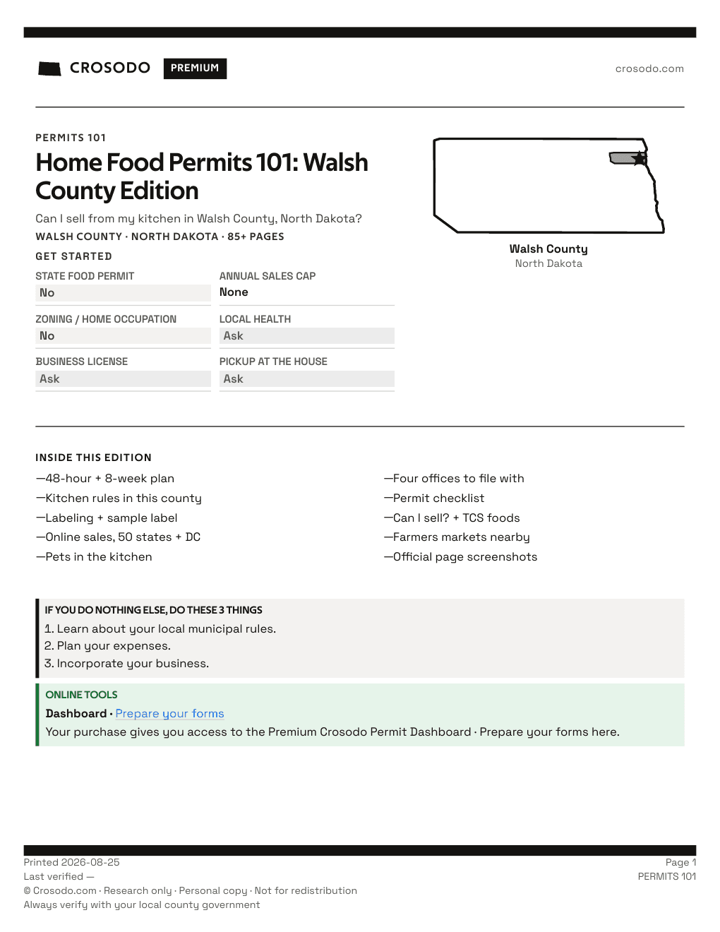 Permit Guide 101 cover for Walsh County