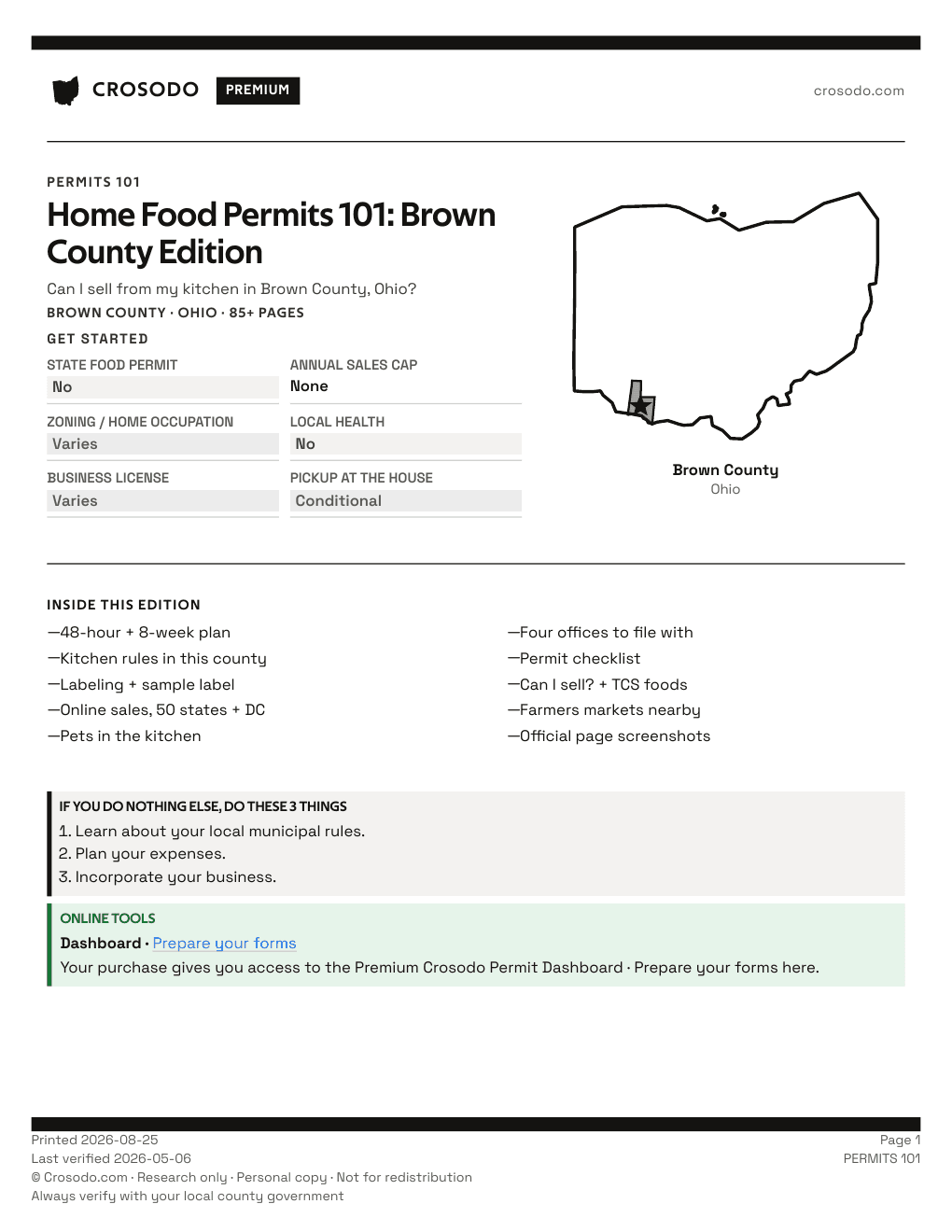 Permit Guide 101 cover for Brown County