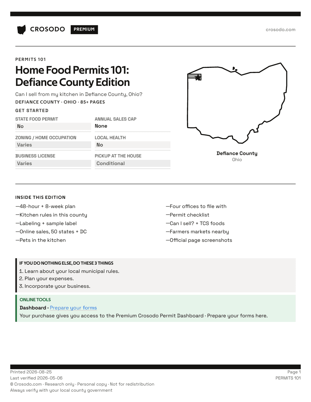 Permit Guide 101 cover for Defiance County
