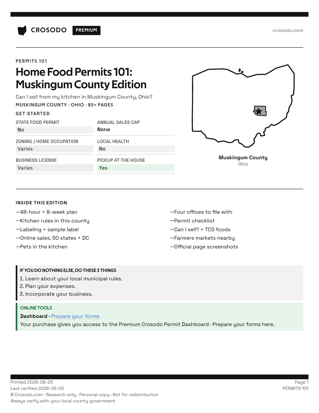 Permit Guide 101 cover for Muskingum County