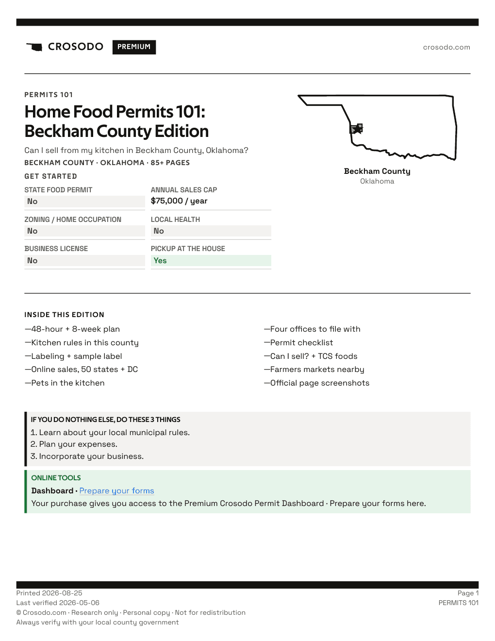 Permit Guide 101 cover for Beckham County