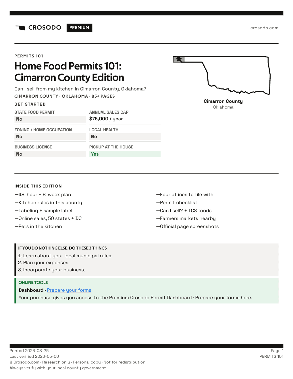 Permit Guide 101 cover for Cimarron County