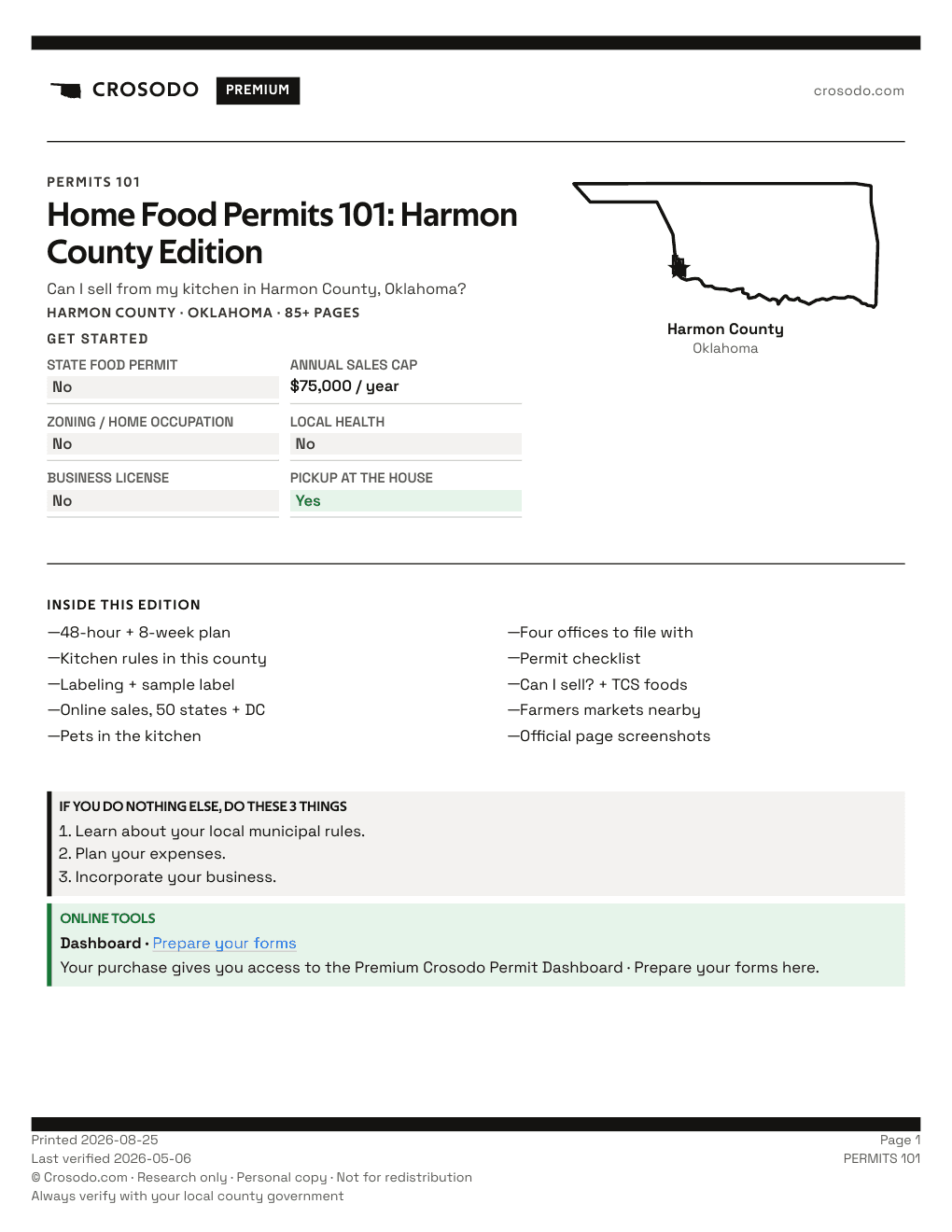 Permit Guide 101 cover for Harmon County
