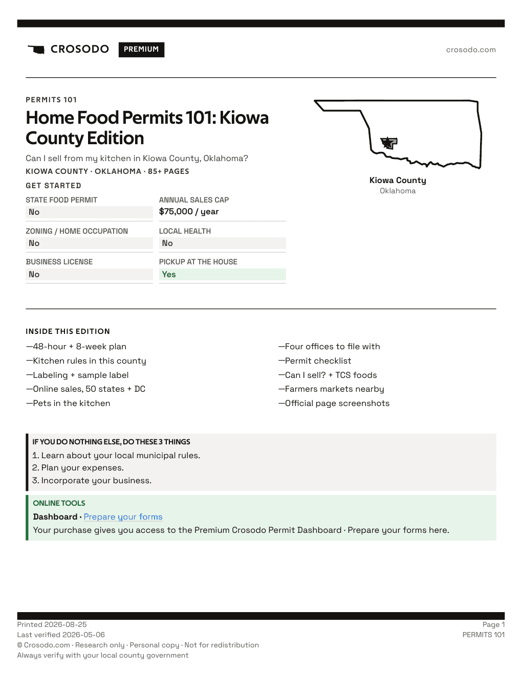 Permit Guide 101 cover for Kiowa County