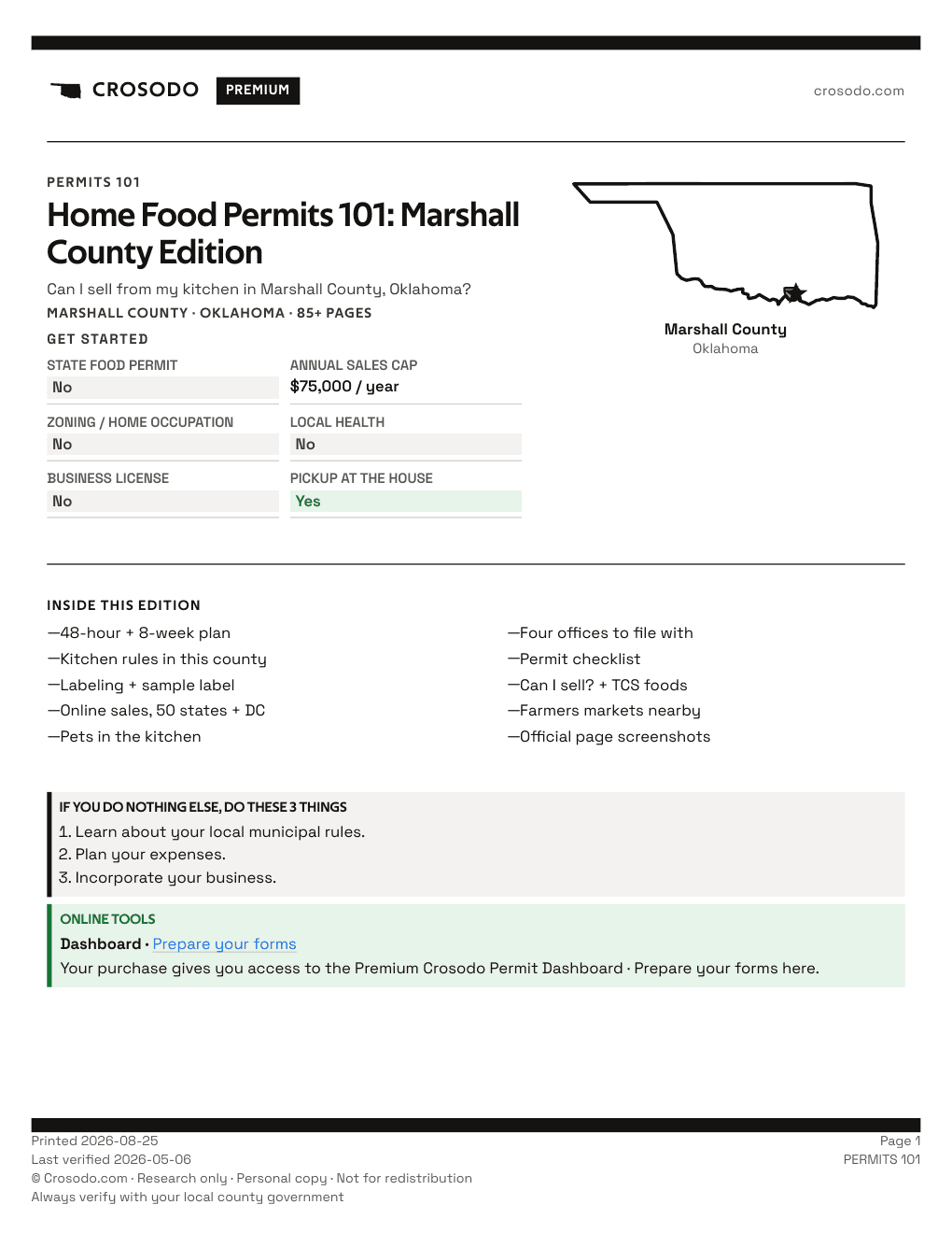 Permit Guide 101 cover for Marshall County