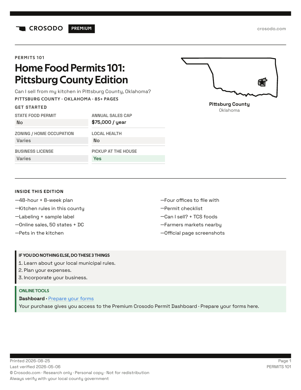 Permit Guide 101 cover for Pittsburg County