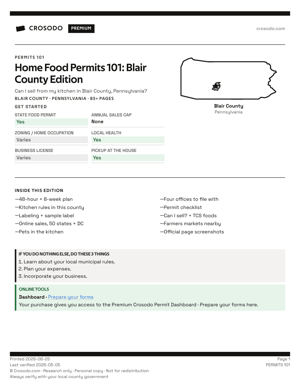 Permit Guide 101 cover for Blair County