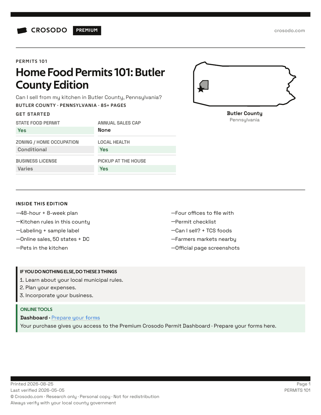 Permit Guide 101 cover for Butler County