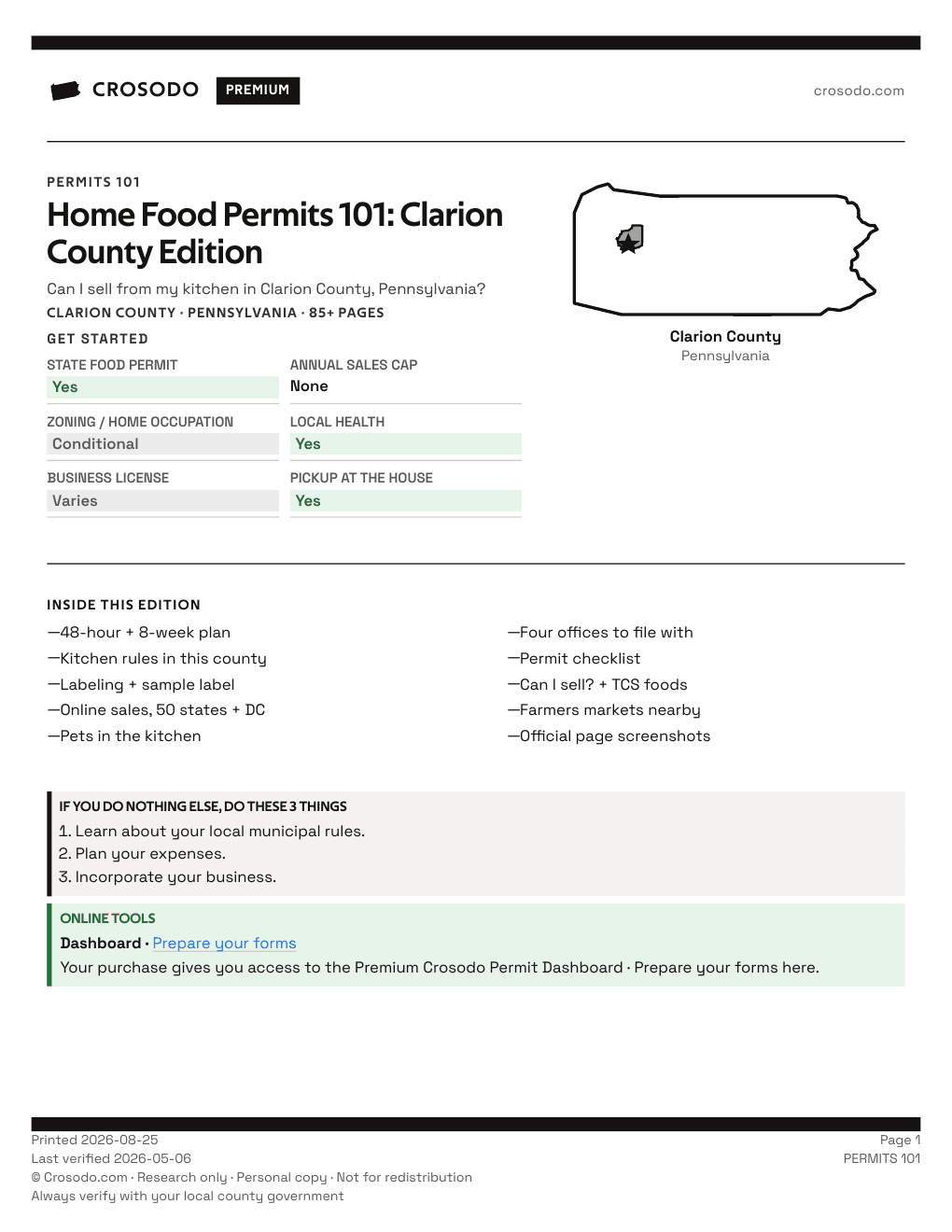 Permit Guide 101 cover for Clarion County