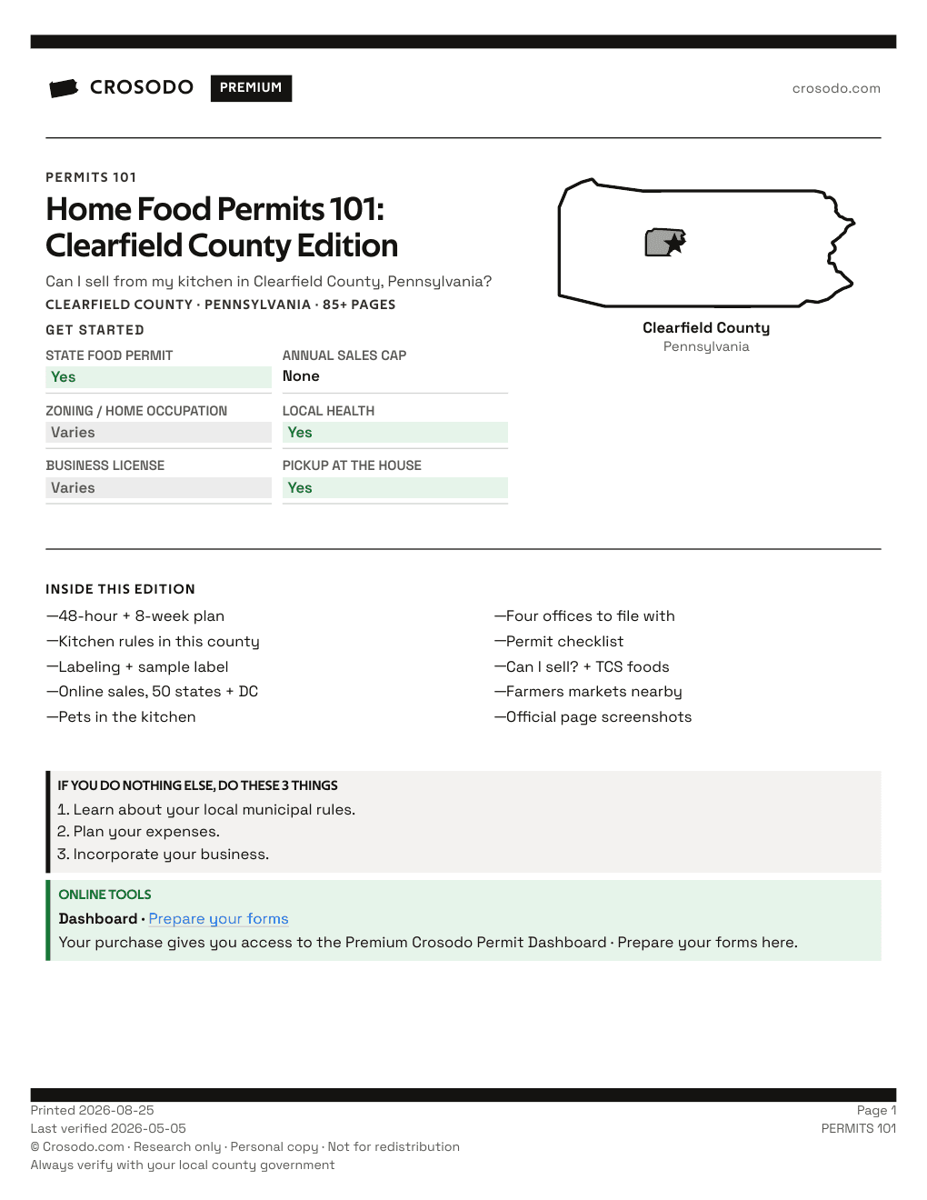 Permit Guide 101 cover for Clearfield County