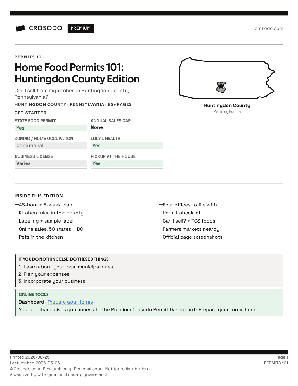 Permit Guide cover for Huntingdon County