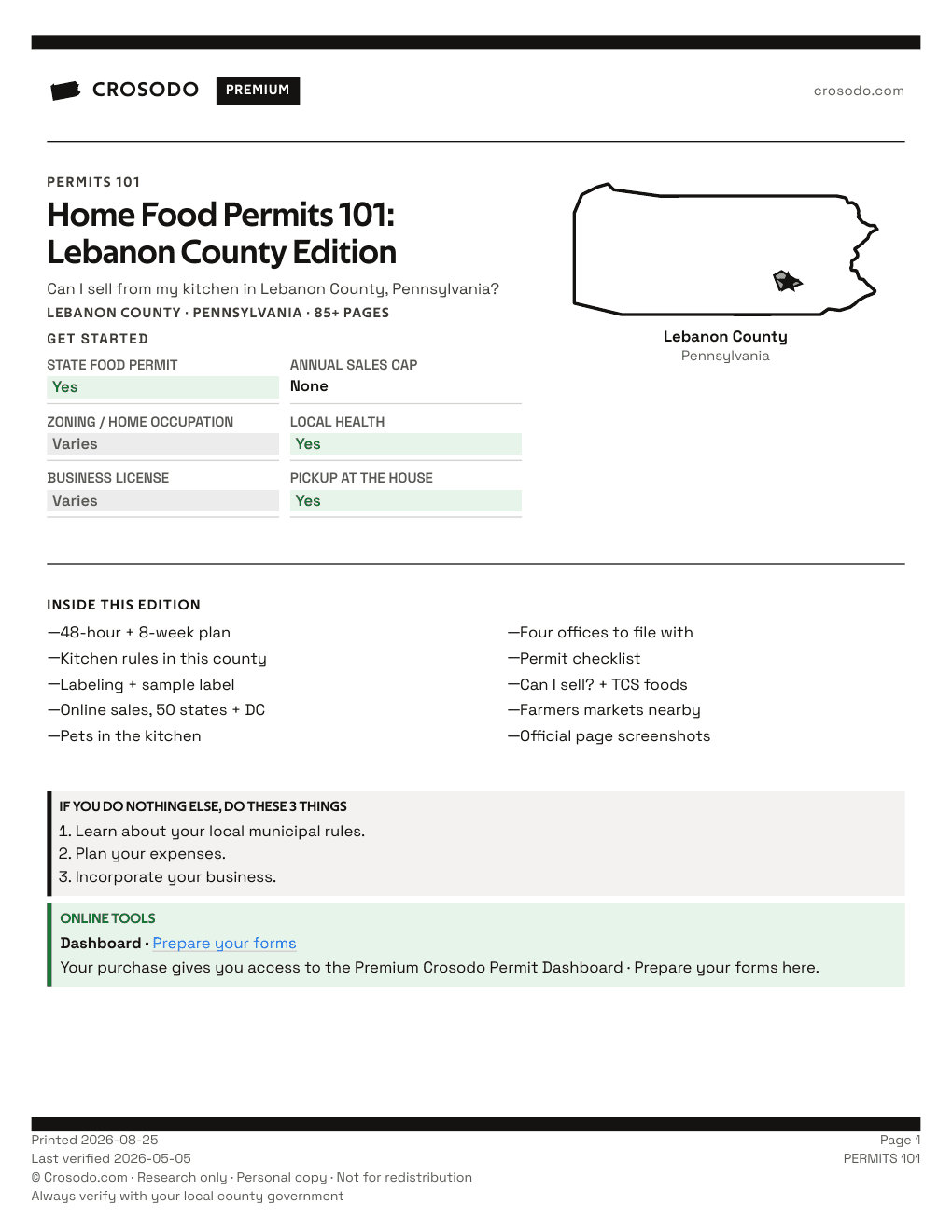 Permit Guide 101 cover for Lebanon County