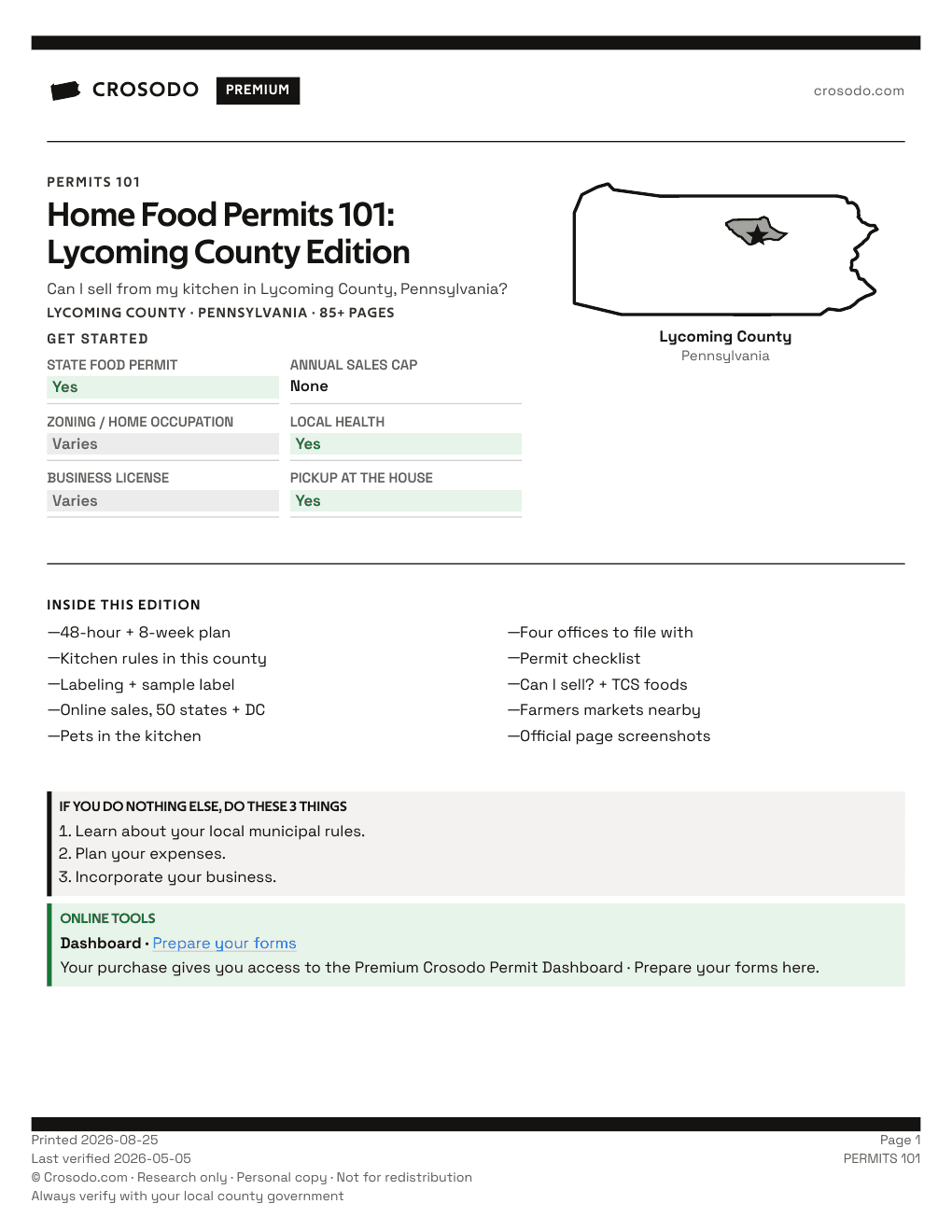 Permit Guide 101 cover for Lycoming County