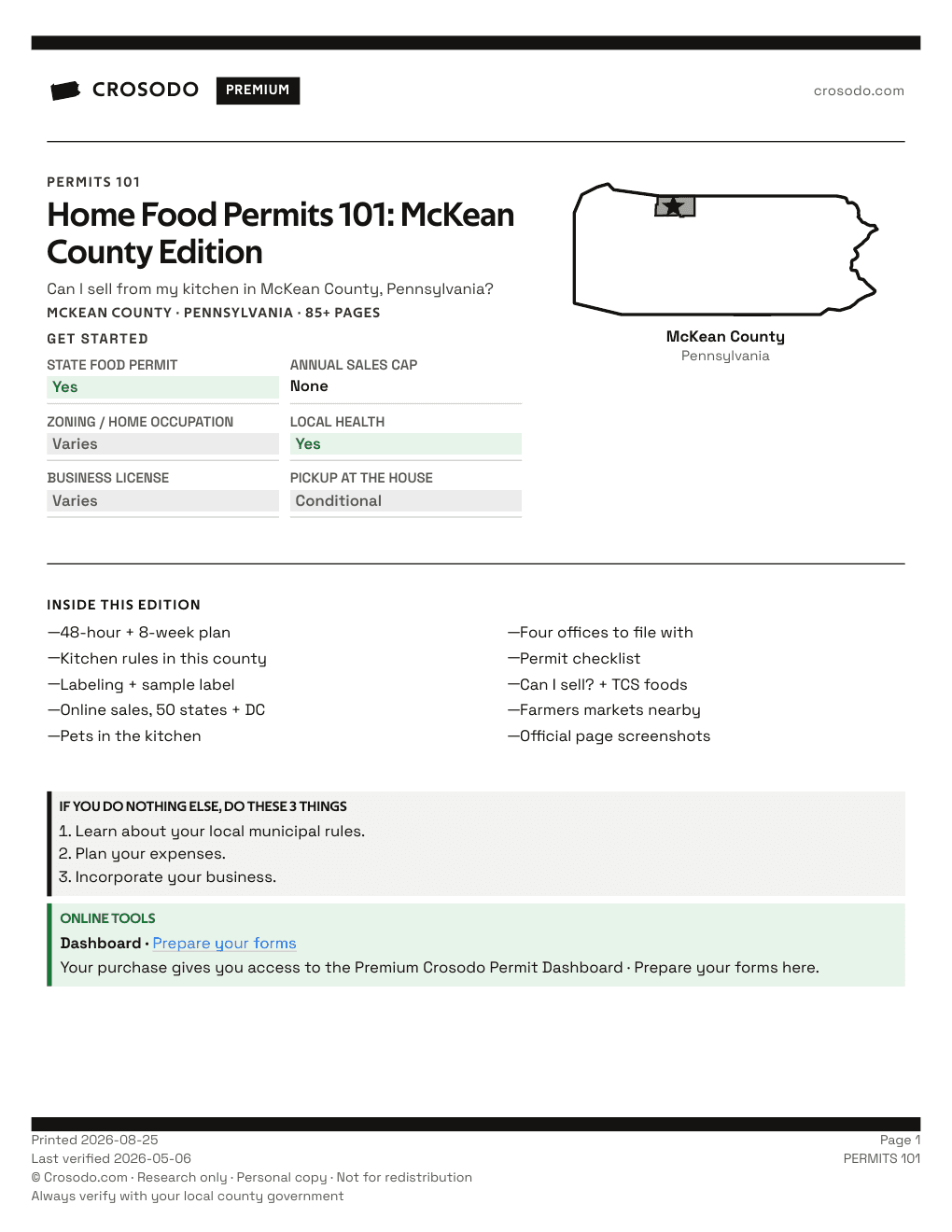 Permit Guide 101 cover for McKean County
