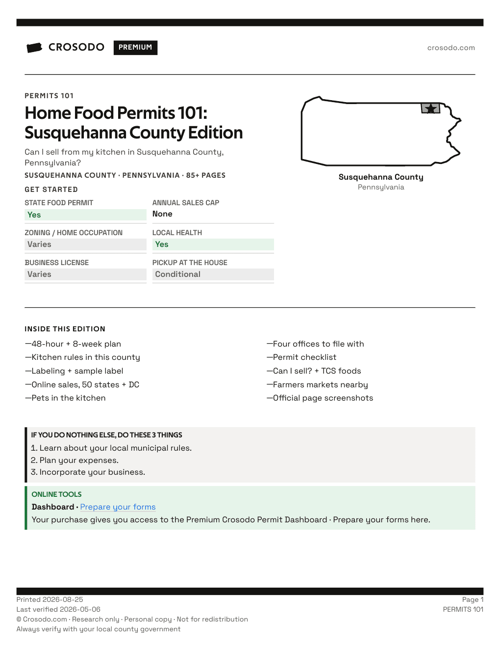 Permit Guide 101 cover for Susquehanna County