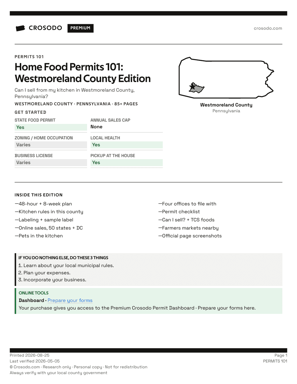 Permit Guide 101 cover for Westmoreland County