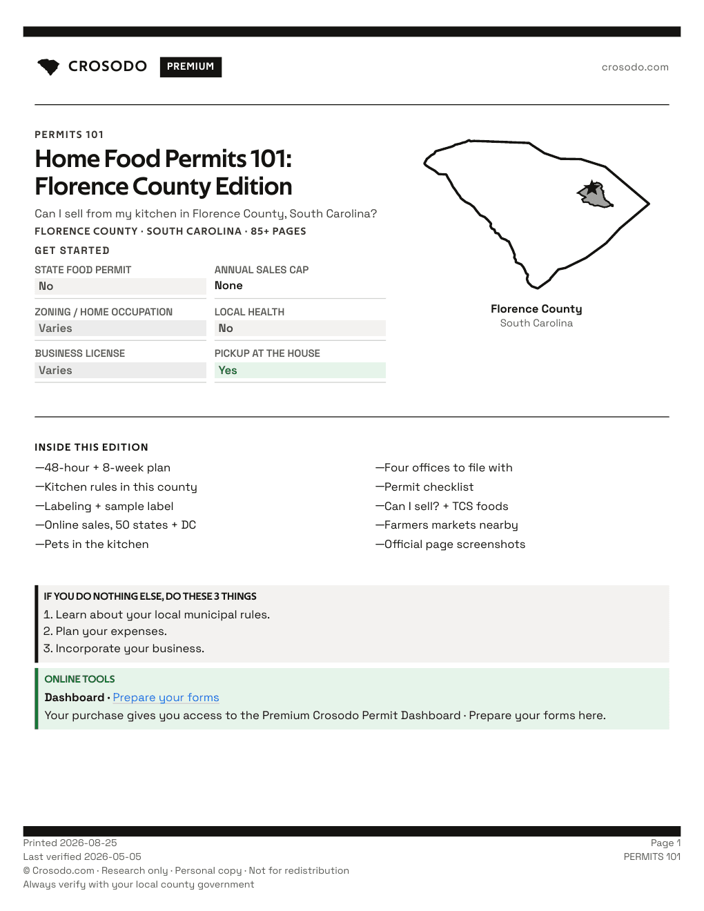 Permit Guide 101 cover for Florence County