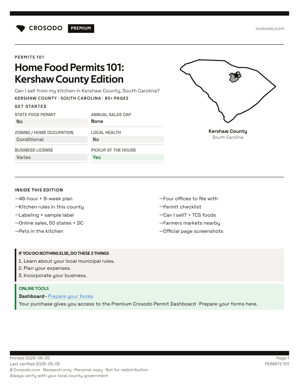 Permit Guide 101 cover for Kershaw County