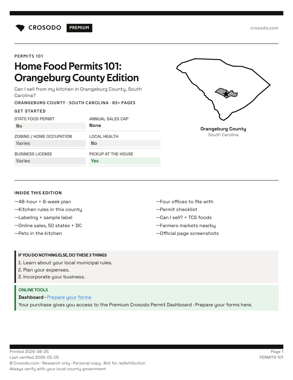 Permit Guide 101 cover for Orangeburg County