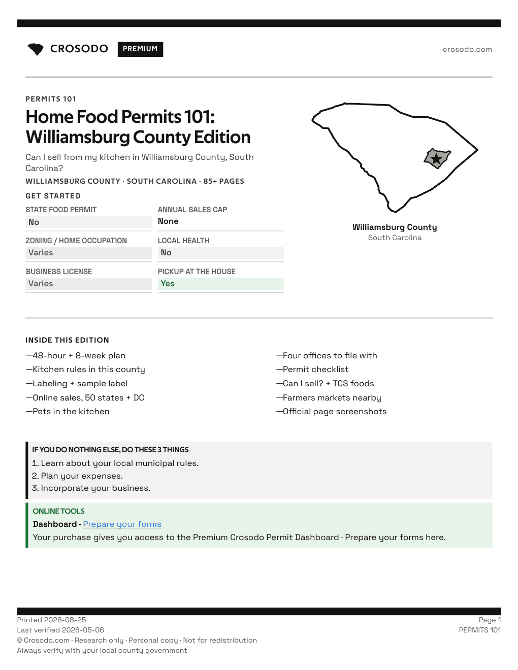 Permit Guide 101 cover for Williamsburg County