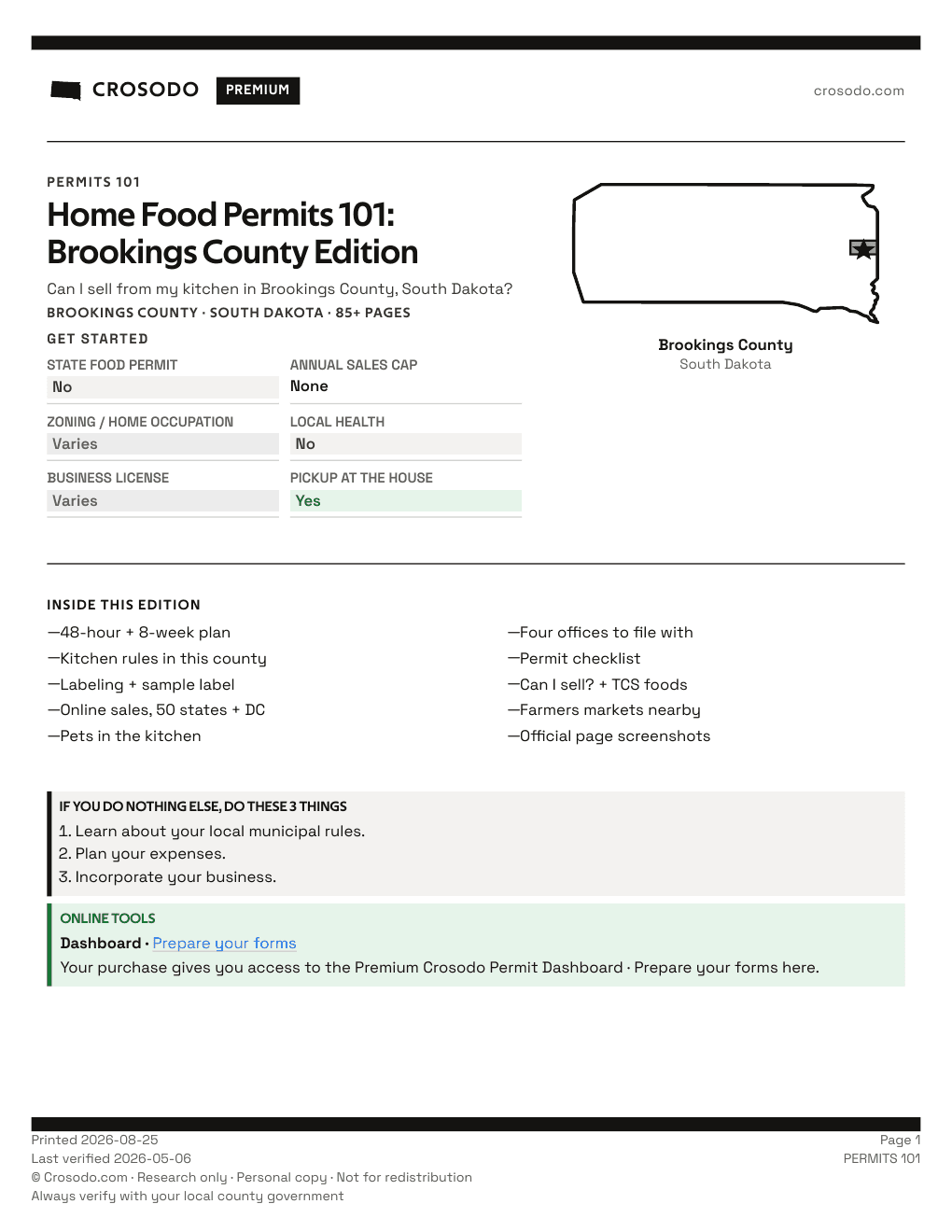 Permit Guide 101 cover for Brookings County