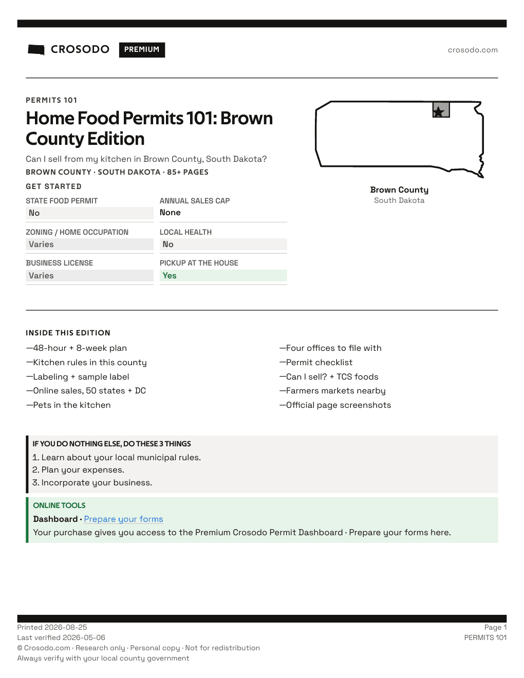 Permit Guide 101 cover for Brown County