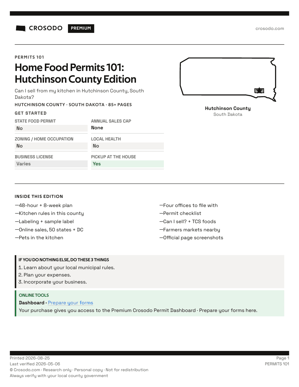 Permit Guide 101 cover for Hutchinson County