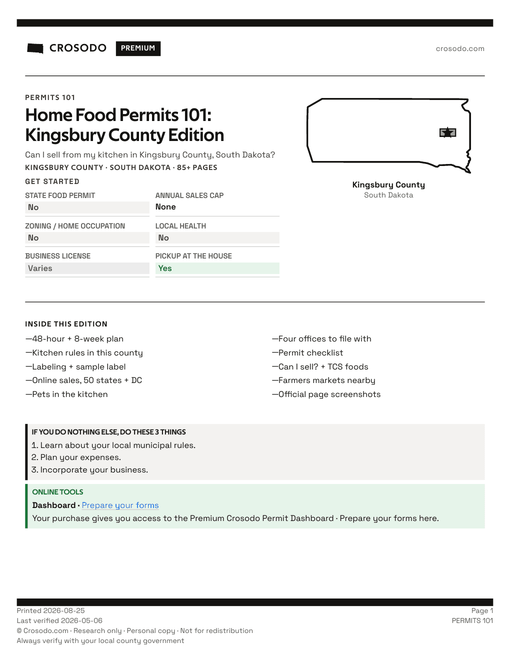 Permit Guide 101 cover for Kingsbury County