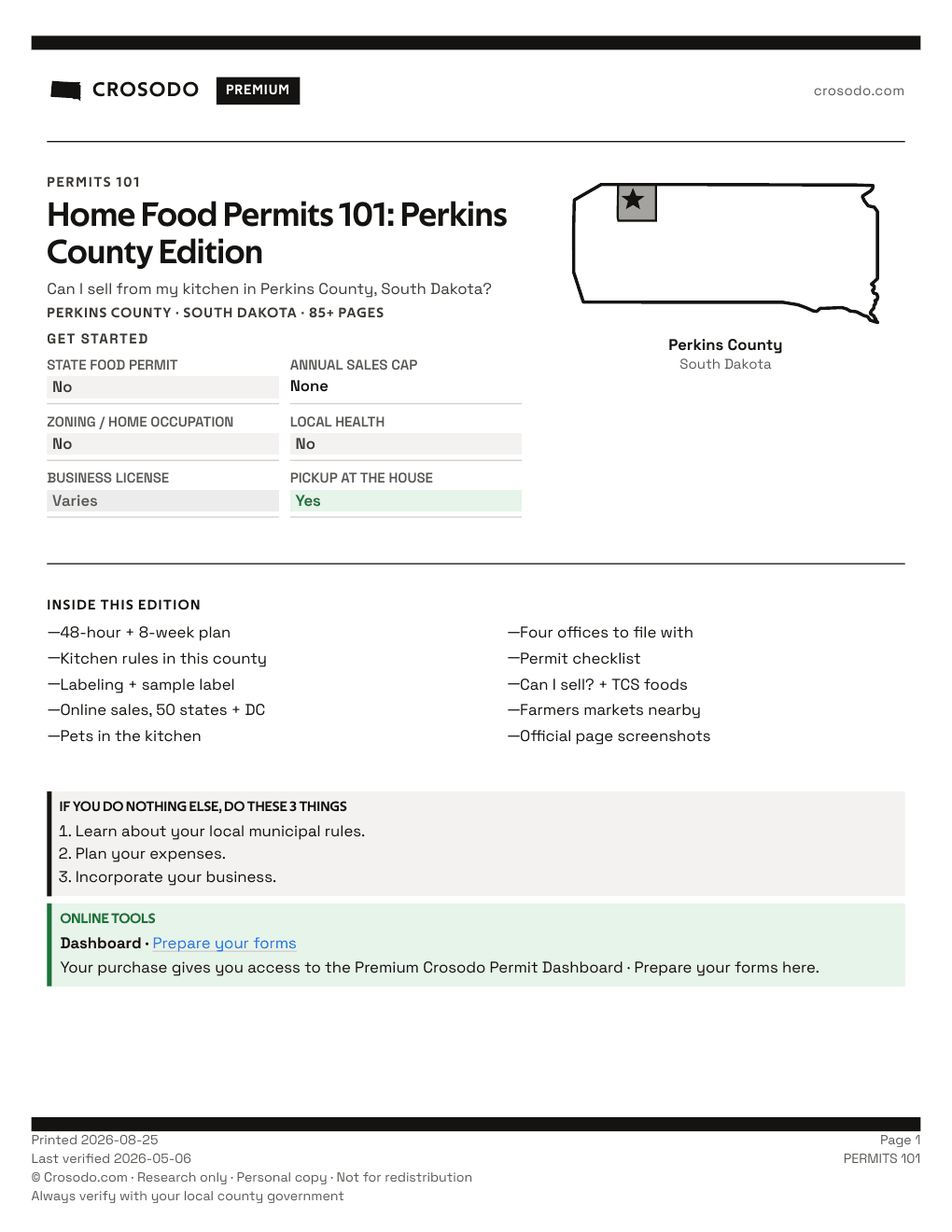 Permit Guide 101 cover for Perkins County