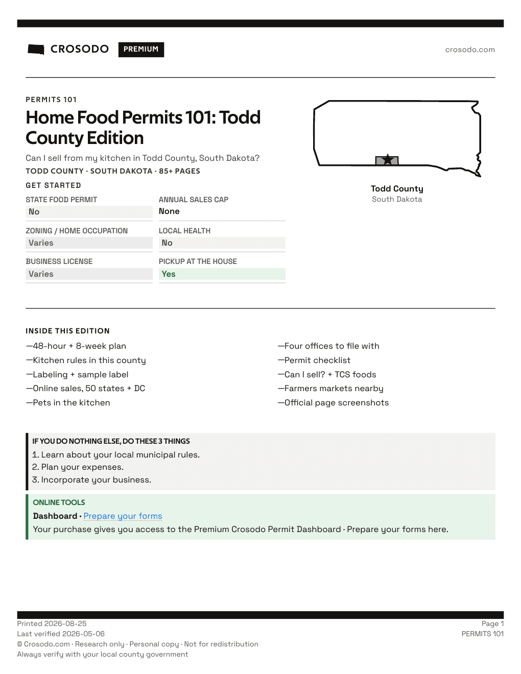 Permit Guide 101 cover for Todd County