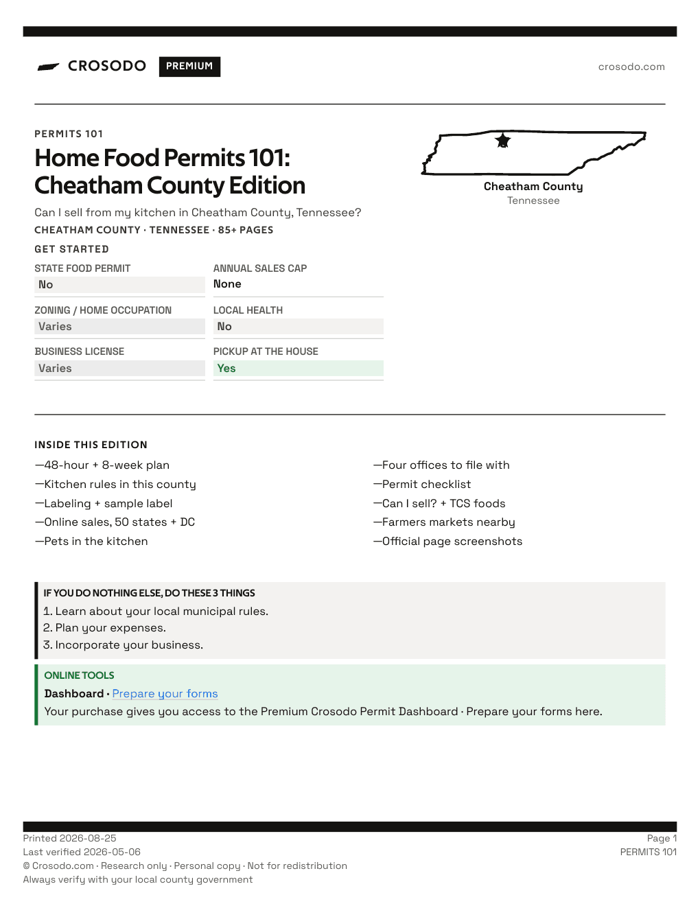 Permit Guide 101 cover for Cheatham County