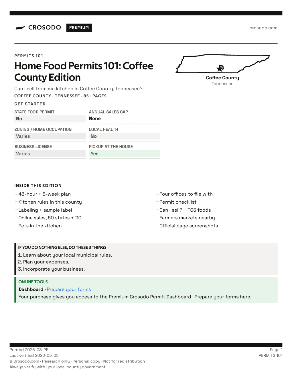 Permit Guide 101 cover for Coffee County